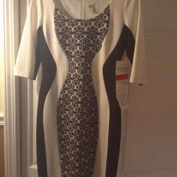 Signature by Sangria Dresses & Skirts - Sangria Black & White Scuba Dress- NWT Sz10
